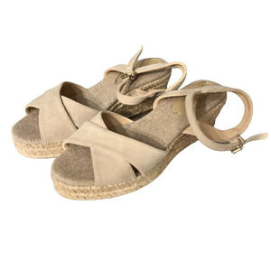Boden Women's Wedge Espadrille Sandal US Size 7, EU Size 38 in Cream Suede